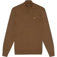 Lyle & Scott effen katoenen Merino trui met kwartrits en wilde netel