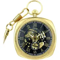 Infinity Leather Mechanisch gouden vintage skelet vierkant open-face zakhorloge