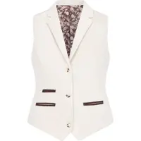 TruClothing Crèmekleurig getailleerde damesvest van wolmix tweed