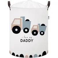 Siso Truck Speelgoedopbergmand - Katoenen Opbergbox met "I Love My Daddy" - Kinderwasmand - 43 Liter - 35x35x45 cm - - Speelgoedmand - Kledingmand