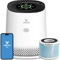 Vibrix PureFlow15 Luchtreiniger / Air Purifier – HEPA H13 + koolstoffilter – 100 m³/u – Voor kamers tot 15 m² – Ionisator – App-bediening – Zeer stil met slaapstand – Luchtkwaliteitindicator