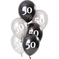 Folat - Ballonnen Glossy Black 50 Jaar (6 stuks)
