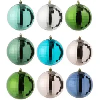 J-Line kerstbal Disco - kunststof - mix - doos van 9