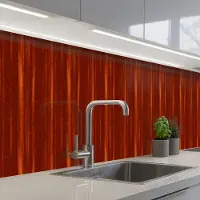 KitchenYeah Keuken achterwand 300x60 cm - Spatscherm zelfklevend Oranje - Rood - Roest print - Metaal - Muurbeschermer - Spatwand fornuis