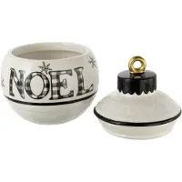 J-Line voorraadpot Kerstmis Bal Rond Dolomiet - keramiek - zwart/wit