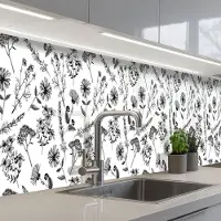 KitchenYeah Keuken achterwand 400x60 cm - Spatscherm zelfklevend Bloemen - Kruiden - Vintage - Patronen - Muurbeschermer - Spatwand fornuis