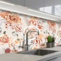 KitchenYeah Keuken achterwand 150x60 cm - Spatscherm zelfklevend Rozen - Bloemen - Patroon - Muurbeschermer - Spatwand fornuis
