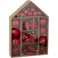 J-Line kerstbal - kunststof - rood - doos van 50