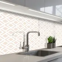 KitchenYeah Keuken achterwand 150x60 cm - Spatscherm zelfklevend Patronen - Abstract - Beige - Geometrie - Muurbeschermer - Spatwand fornuis