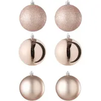 J-Line kerstbal - kunststof - lichtroze - doos van 6