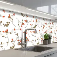KitchenYeah Keuken achterwand 300x80 cm - Spatscherm zelfklevend Patronen - Planten - Romantisch - Botanisch - Muurbeschermer - Spatwand fornuis
