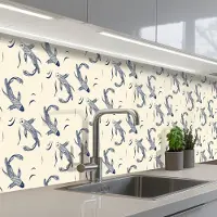 KitchenYeah Keuken achterwand 400x80 cm - Spatscherm zelfklevend Karper - Vis - Japan - Patronen - Muurbeschermer - Spatwand fornuis