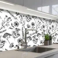 KitchenYeah Keuken achterwand 250x80 cm - Spatscherm zelfklevend Bloemen - Kruiden - Vintage - Patronen - Muurbeschermer - Spatwand fornuis