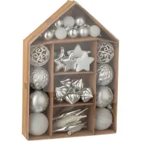 J-Line kerstbal - kunststof - zilver/wit - doos van 50