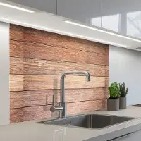 KitchenYeah Keuken achterwand 100x80 cm - Spatscherm zelfklevend Eikenhout - Planken - Patronen - Muurbeschermer - Spatwand fornuis