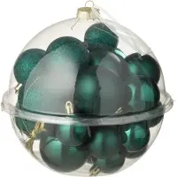 J-Line kerstbal - kunststof - groen - doos van 24