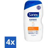 Sanex 4 x Douchegel Expert Skin Health Sensitive 400 ml - Gevoelige Huid - Douchegel - Huidverzorging - Milde Reiniging - Whey Proteïne