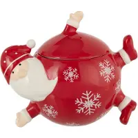 J-Line voorraadpot Kerstman Dolomiet - keramiek - wit/rood