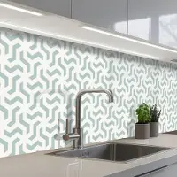 KitchenYeah Keuken achterwand 500x60 cm - Spatscherm zelfklevend Patronen - Abstract - Groen - Geometrie - Muurbeschermer - Spatwand fornuis