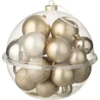 J-Line kerstbal - kunststof - champagne - doos van 24