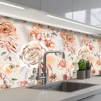 KitchenYeah Keuken achterwand 200x80 cm - Spatscherm zelfklevend Rozen - Bloemen - Patroon - Muurbeschermer - Spatwand fornuis
