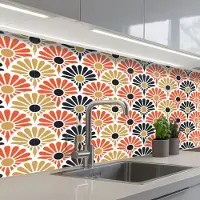 KitchenYeah Keuken achterwand 150x60 cm - Spatscherm zelfklevend Bloemen - Japan - Patronen - Muurbeschermer - Spatwand fornuis