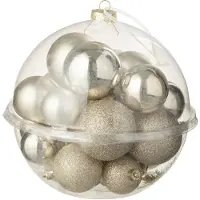 J-Line kerstbal - kunststof - beige - doos van 24