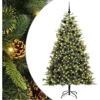 vidaXL Kunstmatige Scharnierende Kerstboom met Kegels Groen 240 cm
