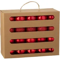 J-Line kerstbal - kunststof - rood - doos van 40