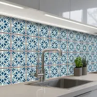 KitchenYeah Keuken achterwand 300x80 cm - Spatscherm zelfklevend Tegel - Vintage - Patronen - Muurbeschermer - Spatwand fornuis