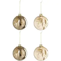 J-Line kerstbal + Stippen - glas - goud - doos van 4