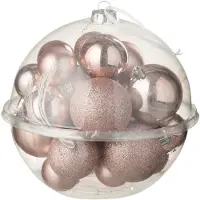 J-Line kerstbal - kunststof - lichtroze - doos van 24