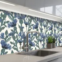 KitchenYeah Keuken achterwand 400x60 cm - Spatscherm zelfklevend Patronen - Korenbloem - Natuur - Plant - Muurbeschermer - Spatwand fornuis