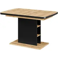 Vicco Eettafel Fenaro, Zwart/Eiken, 120-160 x 80 cm met open compartimenten