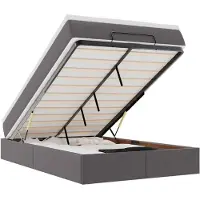 vidaXL Ottoman bed met matras 120x190 cm kunstleer grijs