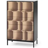 Vicco Eliza Ladekast – 76 x 120 cm met 5 laden Zwart/eiken