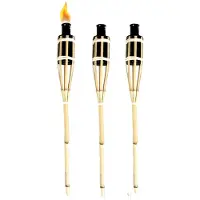 Esschert Design Tuinfakkel - 3x - bamboe - navulbaar - 60 cm - sfeer verlichting