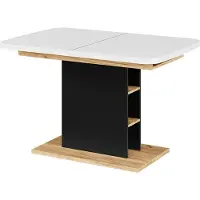 Vicco Eettafel Fenaro, Wit/Goudkleurig Eiken, 120-160 x 80 cm met open compartimenten