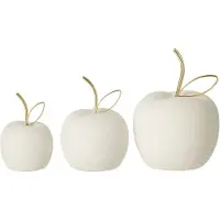 J-Line decoratie Appel - porselein - wit/goud - set van 3