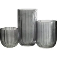 J-Line vaas Gestreept - glas - zwart - large