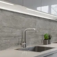 KitchenYeah Keuken achterwand 200x80 cm - Spatscherm zelfklevend Patroon - Beton print - Grijs - Muurbeschermer - Spatwand fornuis