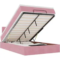 vidaXL Bed poef met matras en LED's 120x190 cm fluweel roze