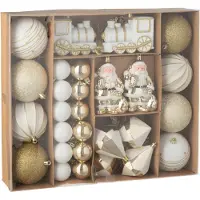 J-Line kerstbal - kunststof - groen/wit - doos van 55