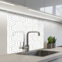 KitchenYeah Keuken achterwand 80x80 cm - Spatscherm zelfklevend Patronen - Abstract - Zwart - Wit - Geometrie - Muurbeschermer - Spatwand fornuis