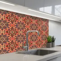 KitchenYeah Keuken achterwand 80x60 cm - Spatscherm zelfklevend Mandala - Bloemen - Patroon - Retro - Muurbeschermer - Spatwand fornuis