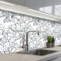 KitchenYeah Keuken achterwand 300x60 cm - Spatscherm zelfklevend Bloemen - Patroon - Lijn - Muurbeschermer - Spatwand fornuis