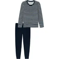 Schiesser Pyjama ' Casual Essentials ' nachtblauw / wit