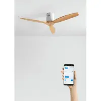 Create - Plafondventilator 40W silent 100% hout (Ø132cm) (ruimtes 10m²-25m²) - Wit / Licht hout - Geen licht - WIFI + Afstandsbediening - WIND CALM NATURAL WOOD