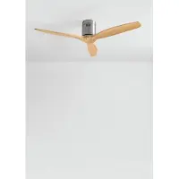 Create - Plafondventilator 40W silent 100% hout (Ø132cm) (ruimtes 10m²-25m²) - Nikkel / Licht hout - Geen licht - Afstandsbediening - WIND CALM NATURAL WOOD