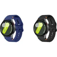 Strap-it 2-pack Siliconen Wave Sportbandjes – Comfortabel, waterbestendig & zweetbestendig – Zwart & Donkerblauw – geschikt voor Samsung Galaxy Watch 7 (40/44mm) / 6 Classic / 5 Pro / 4 Classic / FE
